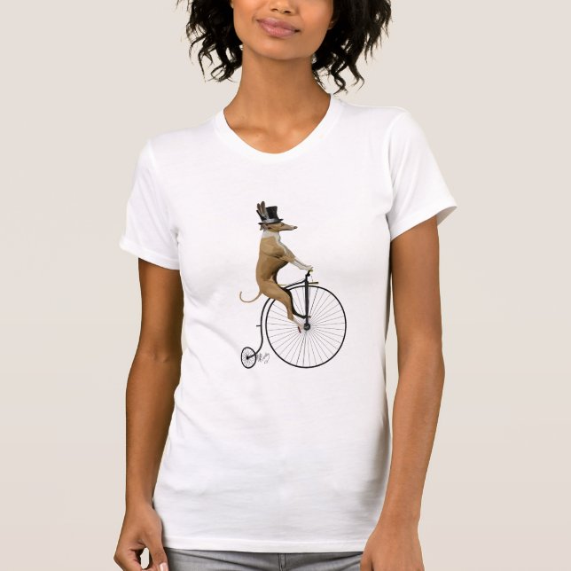 Camiseta Greyhound on Black Penny Farthing Bike (Anverso)