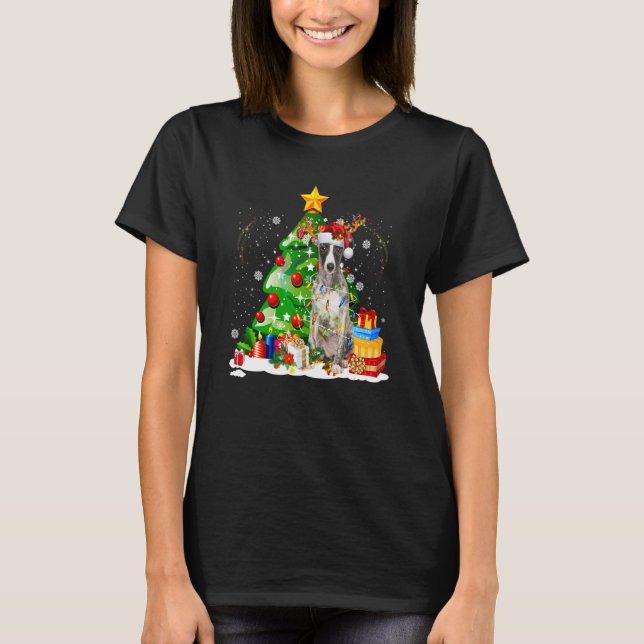 Camiseta Greyhound Reindeer Christmas Lights  Dog Xmas (Anverso)