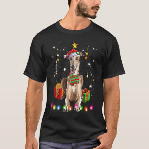 Camiseta Greyhound Santa Funny Árbol de Navidad enciende Na