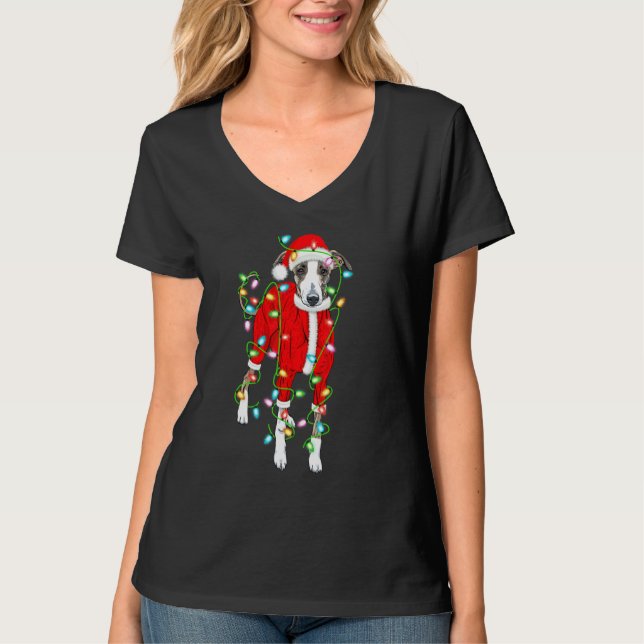Camiseta Greyhound Xmas Iluminando a Santa Hat Greyhound Ch (Anverso)