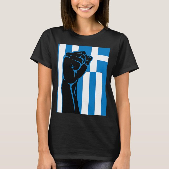 Camiseta Griego Clave Orgullo Griego OPA Hellas Bandera Gri (Anverso)
