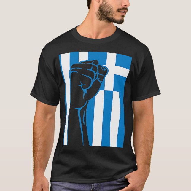 Camiseta Griego Clave Orgullo Griego OPA Hellas Bandera Gri (Anverso)