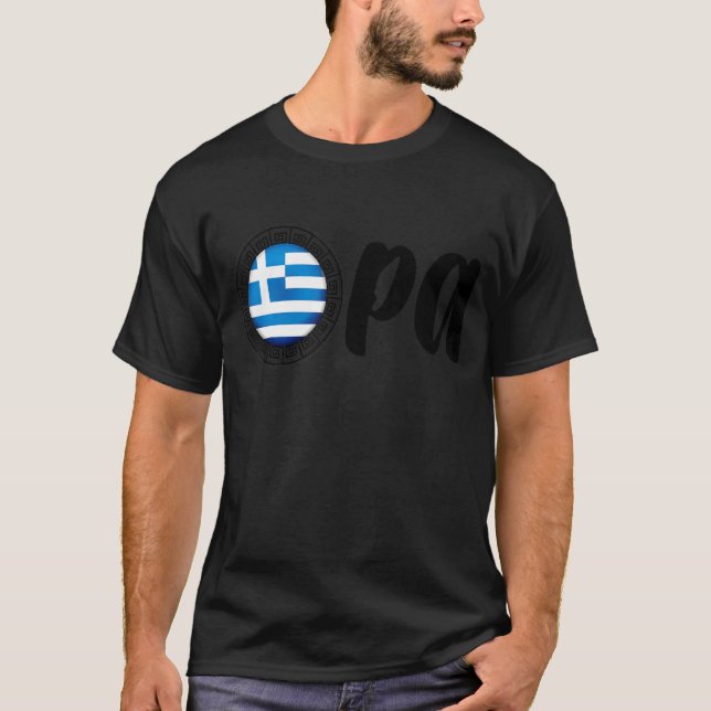 Camiseta Griego Clave Orgullo Griego Opa Hellas Bandera Gri (Anverso)