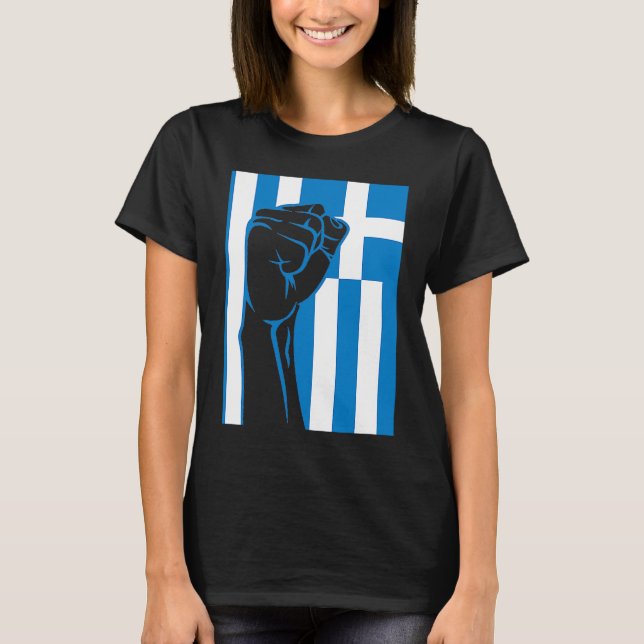 Camiseta Griego Clave Orgullo Griego OPA Hellas Bandera Gri (Anverso)