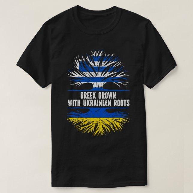 Camiseta Griego crece con bandera de raíces ucranianas (Diseño del anverso)