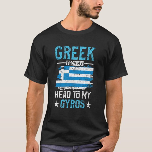 Camiseta Griego De Mi Cabeza A Mi Gyros Bandera Griega Grun (Anverso)