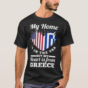 Camiseta Griego Mi Casa Está En EEUU Pero Mi Corazón Es De 
