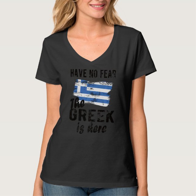 Camiseta Griego orgulloso está aquí Grecia Bandera las raíc (Anverso)