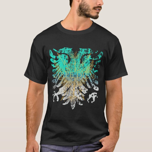 Camiseta Griffin de oro turquesa sobre negro (Anverso)