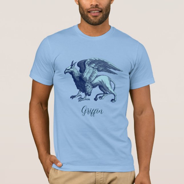 Camiseta Grifo azul índigo clásico - bestia legendaria (Anverso)