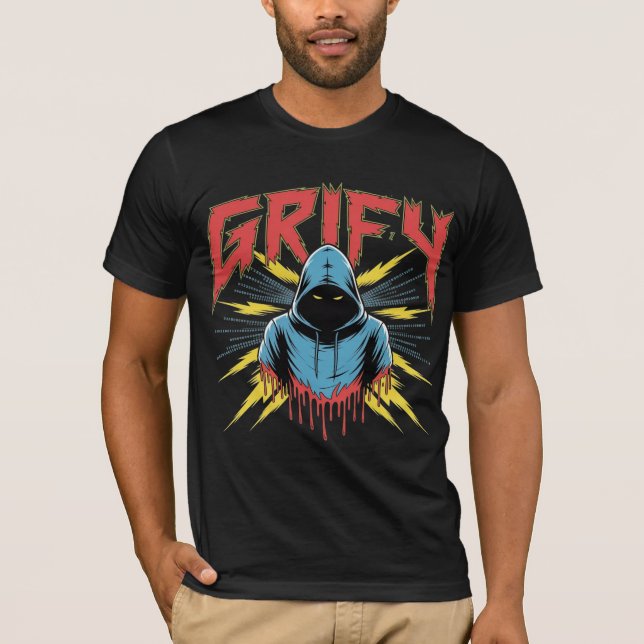 Camiseta Grify Cyber Hacker Art Hooded Rogue Binary Code  (Anverso)
