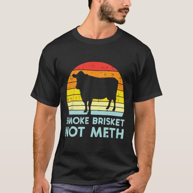 Camiseta Grill Brisket Beef Sunset Retro Bbq Barbacoa Grill (Anverso)