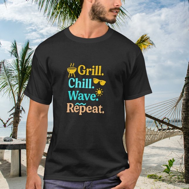 Camiseta Grill chill wave repetir cita de playa de verano (Subido por el creador)