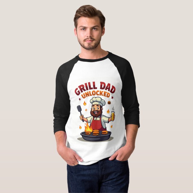 Camiseta Grill Dad Unlocked - Funny BBQ Chef Dad Design" (Anverso completo)