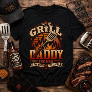 Camiseta Grill Daddy BBQ Retro Atardecer Desgastado