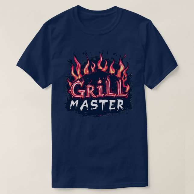 Camiseta Grill Master Flaming Barbecue Cookout Typography (Diseño del anverso)