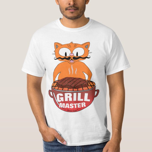 Camiseta GRILL MASTER Señor Gato™ Gritando BBQ Fundido (Anverso)