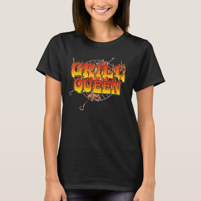 Camiseta Grill Queen Grilling para mujeres que aman la parr (Anverso)