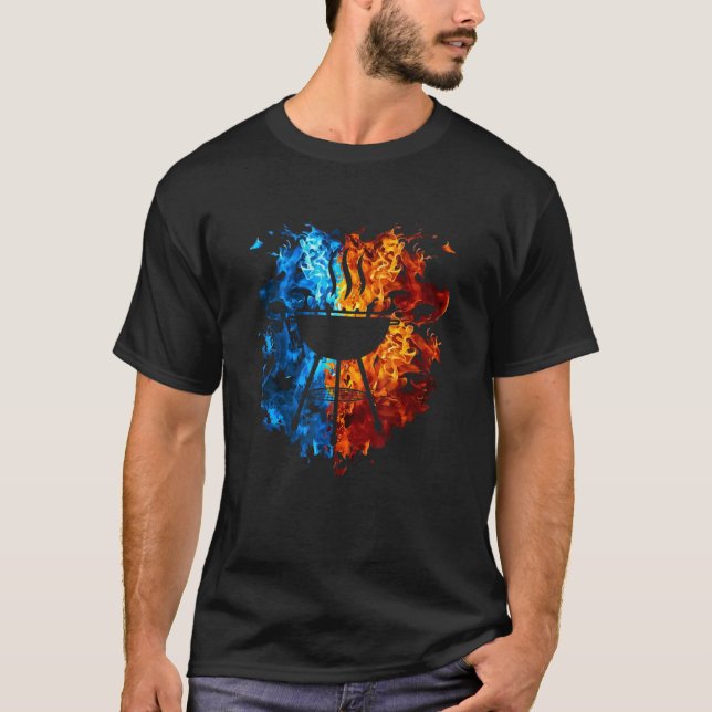 Camiseta Grill Red Blue Fire Griller Meat Smoling Grilling (Anverso)