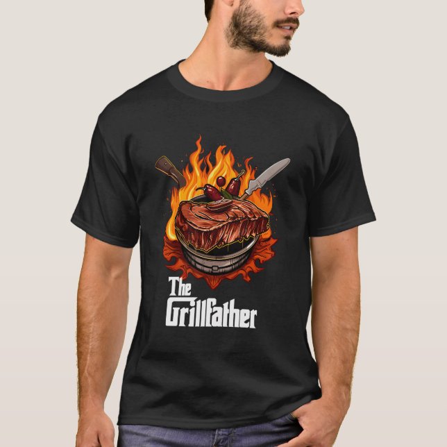 Camiseta Grillfather Bbq Grill Barbecue Chef Fumador Mamáes (Anverso)