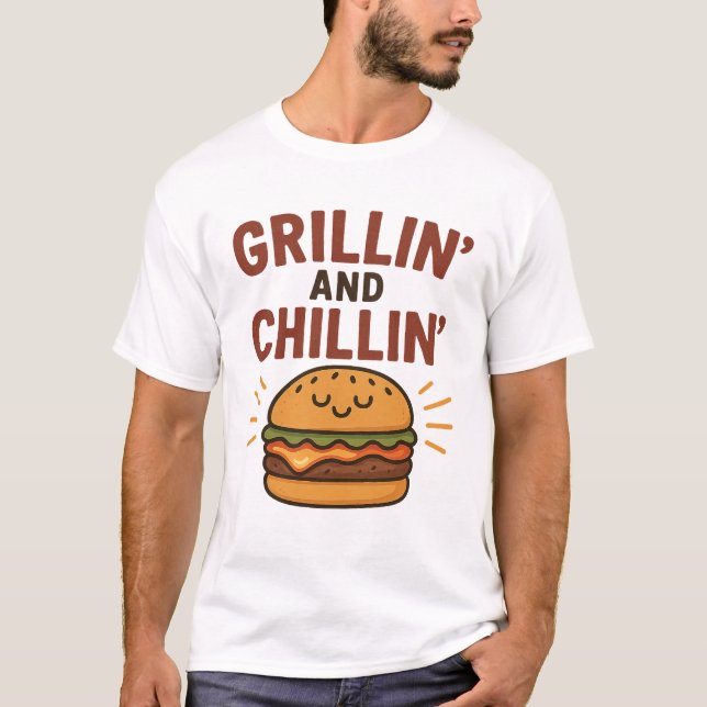Camiseta Grillin’ and Chillin’ – Funny BBQ T-Shirt (Anverso)