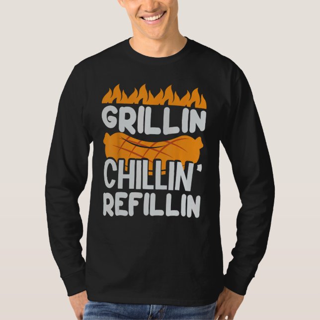 Camiseta Grillin Chillin' Refillin - Cerveza divertida - Ba (Anverso)
