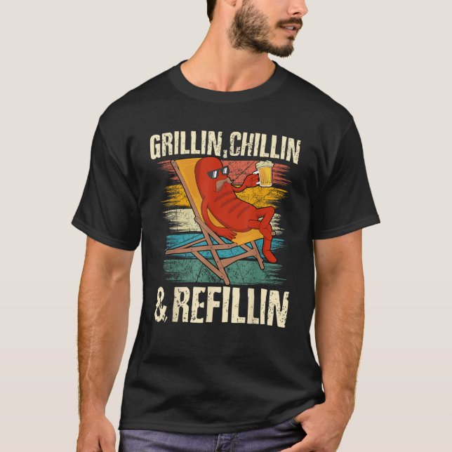 Camiseta Grillin Chillin Refillin Grill Master Dad Beer Gif (Anverso)