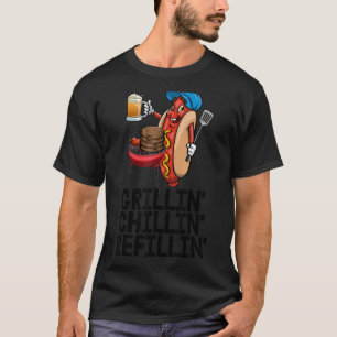 Camiseta Grillin Chillin Refillin Women Hot Dog & Beer Fo
