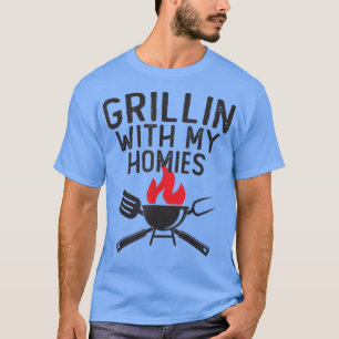 Camiseta Grillin With My HomiesFunny Distressed Retro BBQ 