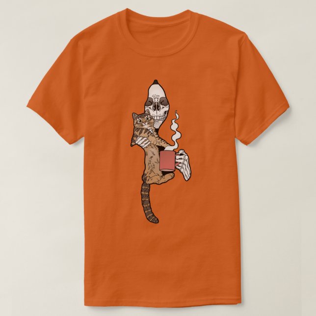 Camiseta Grim Reaper Cat friend Coffee (Diseño del anverso)