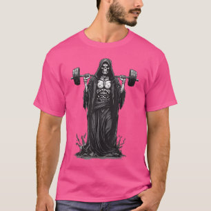 Camiseta Grim Reaper Funny Bodybuilder Barbell Deadlift Tra