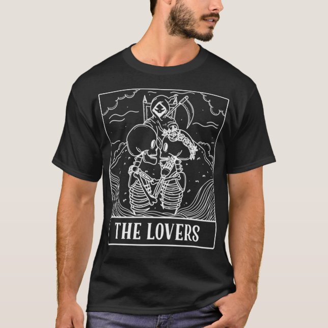 Camiseta Grim Reaper Los Amantes Tarot Card Hombres Mujeres (Anverso)