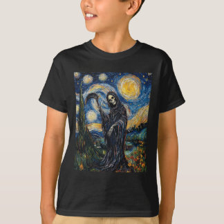 Camiseta Grim Reaper Skeleton - Van Gogh Style - Starry Nig