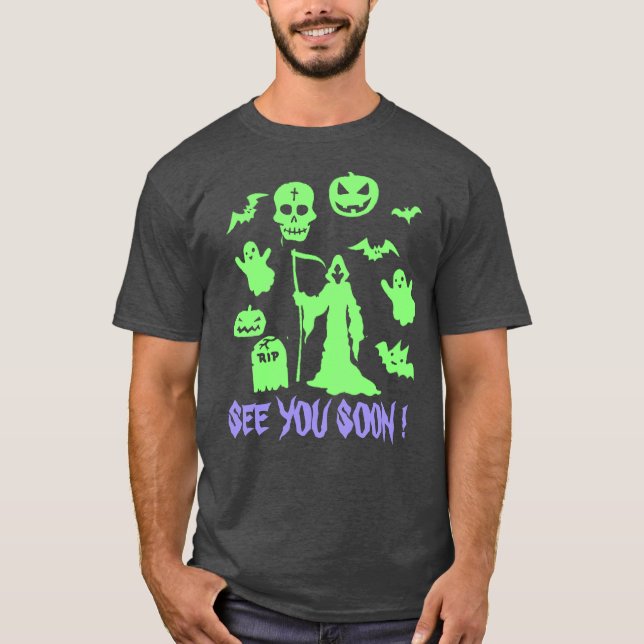 Camiseta Grim Reaper Tembloroso Nos Ve Pronto Halloween Tee (Anverso)