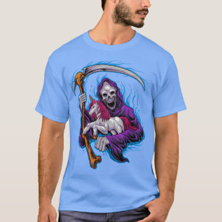 Camiseta Grim Reaper Unicorn Pastel Gótico Muerte Skeleton 