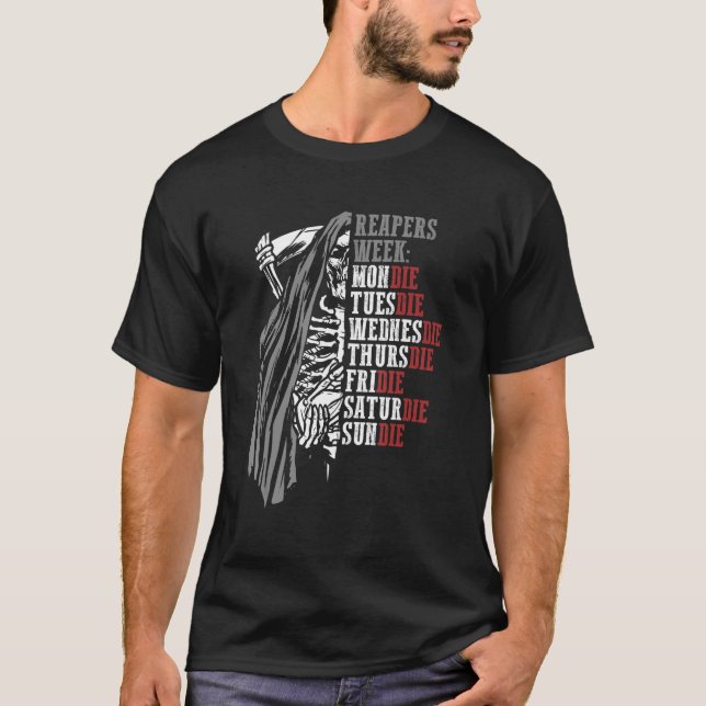 Camiseta Grim Reaper Week Todo List Mondie Tuesdie Miércole (Anverso)