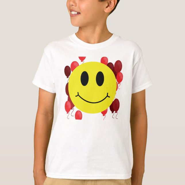 Camiseta Grin Face con globos rojos (Anverso)