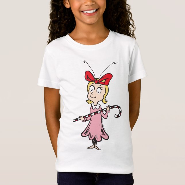 Camiseta Grinch | Cindy-Lou Who - Holding Candy Cane (Anverso)