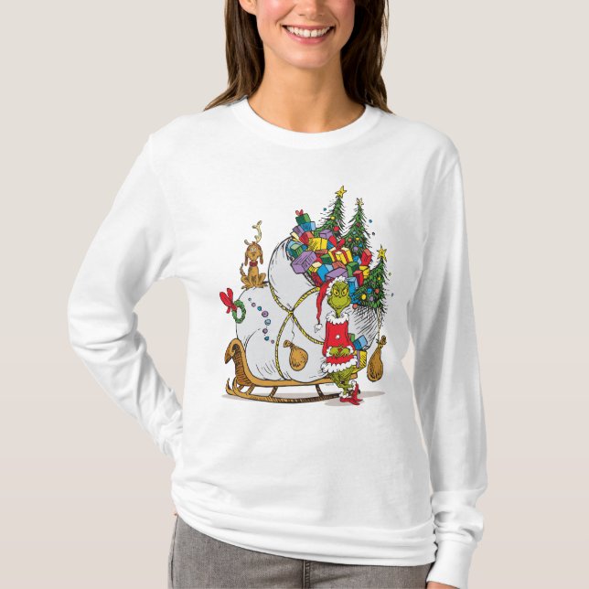Camiseta Grinch Clásico | Grinch y Max con Trineo (Anverso)