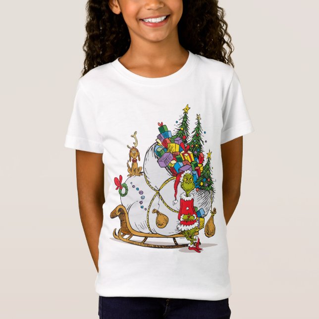 Camiseta Grinch Clásico | Grinch y Max con Trineo (Anverso)