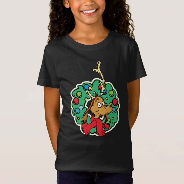 Camiseta Grinch | Corona de Navidad de Max (Anverso)