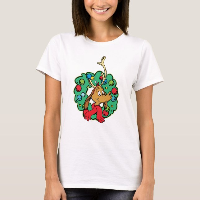 Camiseta Grinch | Corona de Navidad de Max (Anverso)