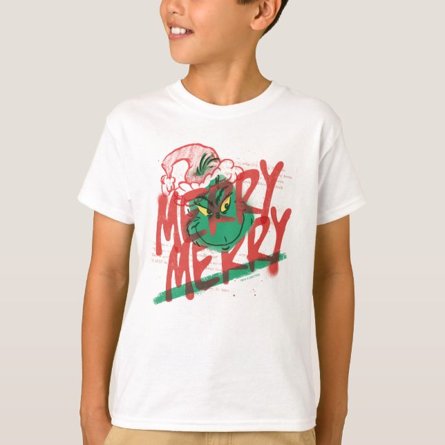 Camiseta Grinch | Gráfica Merry Merry Grunge (Anverso)