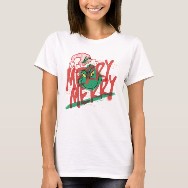 Camiseta Grinch | Gráfica Merry Merry Grunge (Anverso)