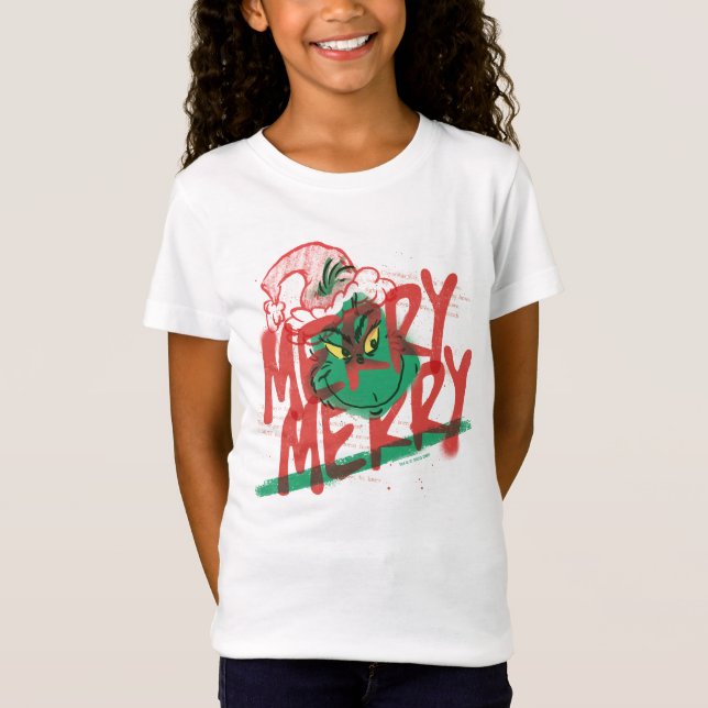 Camiseta Grinch | Gráfica Merry Merry Grunge (Anverso)