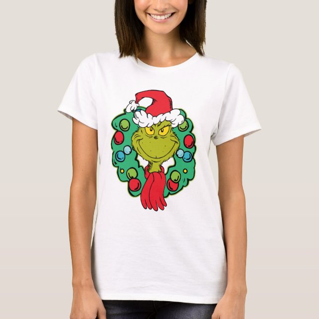 Camiseta Grinch | Navidades de la guirnalda de vacaciones (Anverso)