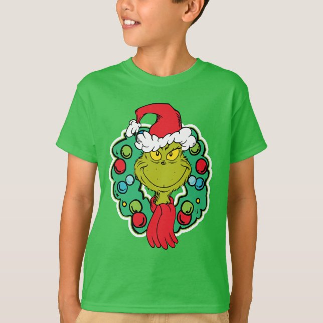 Camiseta Grinch | Navidades de la guirnalda de vacaciones (Anverso)