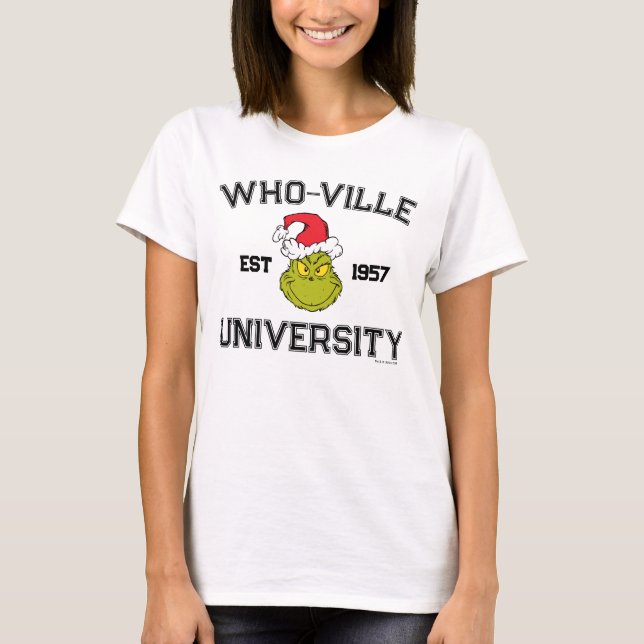 Camiseta Grinch | Universidad de Who-ville Est 1957 (Anverso)