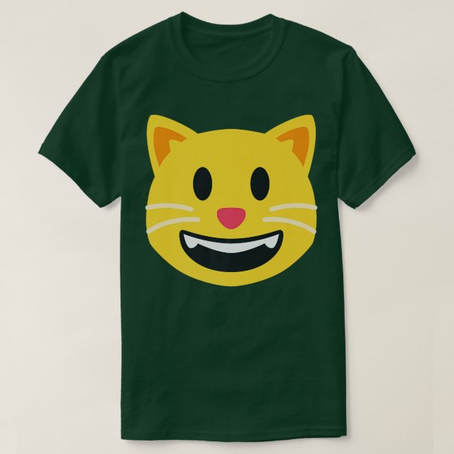 Camiseta Grinning Cat Emoticon feliz sonrisa Face Premium (Diseño del anverso)