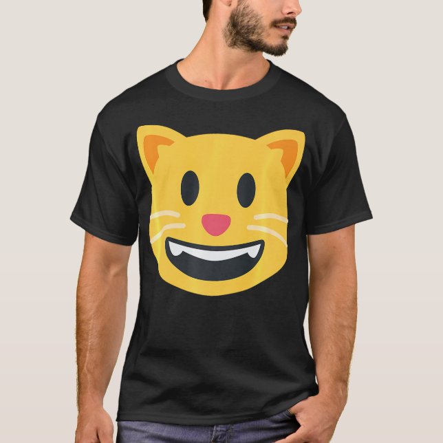 Camiseta Grinning Cat Emoticon happy smiling Face (Anverso)
